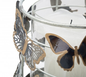 Decoratiune cu suport pentru lumanare multicolor din metal, ∅ 15 cm, Butterflies Mauro Ferretti - Img 5
