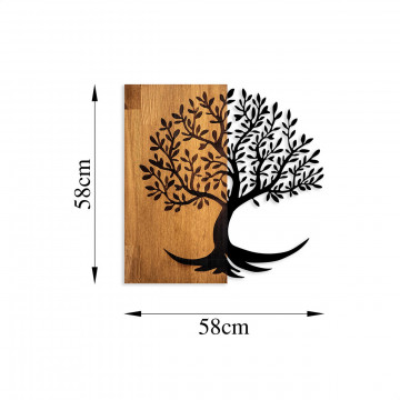Decoratiune de perete, Lime Tree, Lemn/metal, Dimensiune: 58 x 58 cm, Nuc / Negru - Img 6