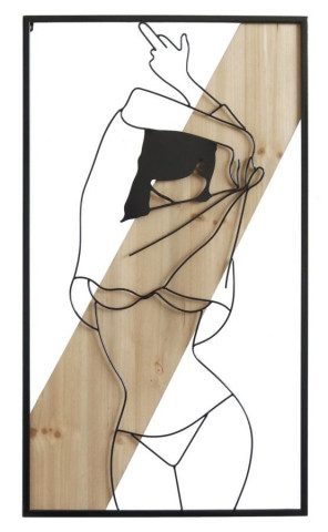 Decoratiune de perete neagra din metal si MDF, 50 x 2 x 90 cm, Strip A Mauro Ferreti