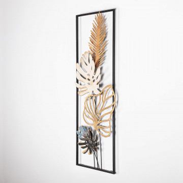 Decoratiune de perete, Palm Leaves, Metal, Dimensiune: 32 x 90 cm, Multicolor - Img 5