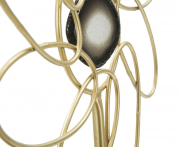 Decoratiune floare aurie din metal si marmura, 24x10x37,5 cm, Daisy Mauro Ferretti - Img 6