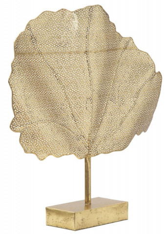 Decoratiune frunza aurie din metal, 55x10x56 cm, Leaf Tree Mauro Ferretti - Img 3