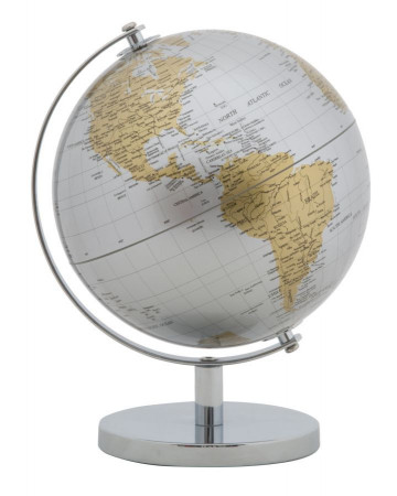 Decoratiune glob argintiu/auriu din metal, ∅ 20 cm, Globe Mauro Ferretti - Img 2