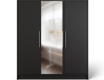 Dulap cu 3 usi si oglinda Alarica 180x60x200 cm – Negru