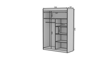 Dulap cu usi glisante 150x215 cm, Esti, ADRK Furniture - Img 11