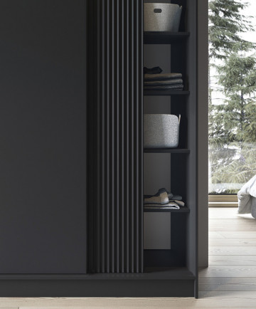 Dulap cu uși glisante Prescco III, 180x60x220 cm – Negru – prezentare alternativă a produsului