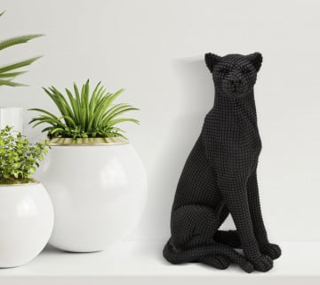 Figurina decorativa neagra din polirasina, 15x10x27 cm, Leopard Mauro Ferretti - Img 6