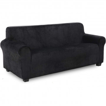 Husa elastica din catifea, canapea 3 locuri, cu brate, negru, HCCJ3-01 - Img 2