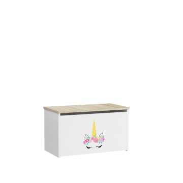 Ladă pentru jucării DARIA – 73x40x42 cm – Alb / Sonoma / UNICORN - Img 2