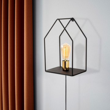 Lampa de perete opviq ev, 21x33 cm, E27, 100 W, negru / auriu - Img 7