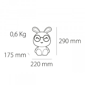 Lampa de veghe pentru copii Cute Pet Rabbit 1, 1x E14 / 7W / 12V, alb / roz, Kelektron - Img 3