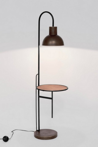 Lampadar bronz din metal si lemn, cu raft, E27 40W, Voguish Bizzotto - Img 4