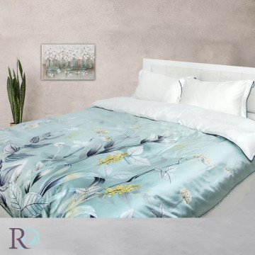 Lenjerie de pat, 100% tencel, alb / turquoise, Roxyma Dream Josephine - Img 3
