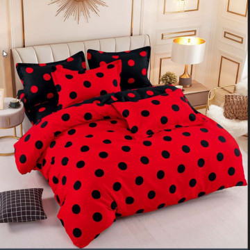 Lenjerie de pat cu 2 fete, tesatura tip finet, pat 2 persoane, rosu / negru, 6 piese, FNJ-388 - Img 2