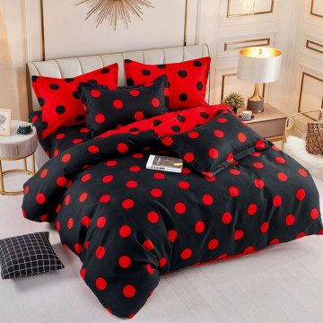 Lenjerie de pat cu 2 fete, tesatura tip finet, pat 2 persoane, rosu / negru, 6 piese, FNJ-388 - Img 4