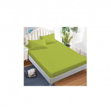 Lenjerie de pat cu elastic, tesatura tip finet, uni, pat 2 persoane, verde, 6 piese, FNE-167 - Img 2