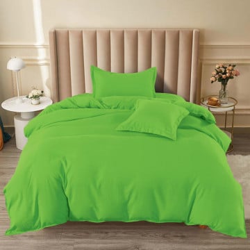 Lenjerie de pat cu elastic, uni, tesatura tip finet, pat 1 persoana, verde deschis, 4 piese, FJ1-84 - Img 2