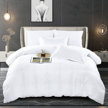 Lenjerie de pat, damasc, alb, 6 piese, pat 2 persoane, Jo-Jo, DM-059 - Img 1