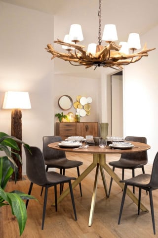 Masa dining pentru 6 persoane maro din lemn de Mango, ∅ 120 cm, Sherman Bizzotto - Img 6