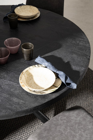 Masa dining pentru 6 persoane neagru fibra din lemn de Mango, ∅ 130 cm, Hastings Bizzotto - Img 5