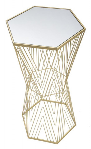Masuta auxiliara aurie din metal si sticla, 40 x 35 x 80 cm, Lines Mauro Ferreti - Img 4