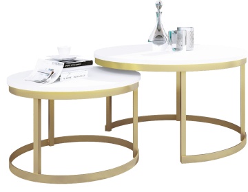 Măsuță de cafea 2in1 OKIN – 75x75x43 cm – Auriu / Alb – fotografie secundară a produsului