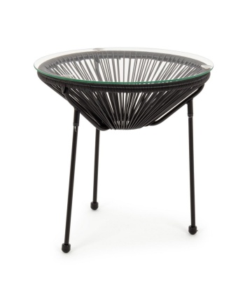 Masuta de cafea pentru gradina, metal / sticla securizata, negru, Ø 50x50 cm, Parker Yes