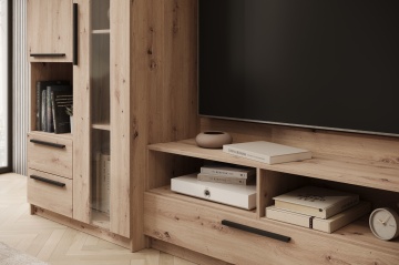 Mobilier living Male – 320x50x200 cm – Stejar Artisan / Negru - Img 3
