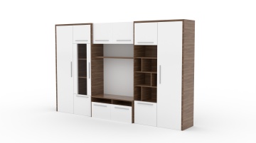 Mobilier living MARIO – 320x45x200 cm – Alb lucios / Mont Blanc Dark - Img 2