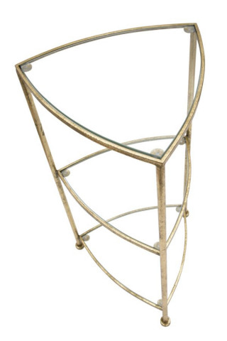 Noptiera auriu antichizat din metal si sticla, 41,5x40x80,5 cm, Triangle Mauro Ferretti - Img 2