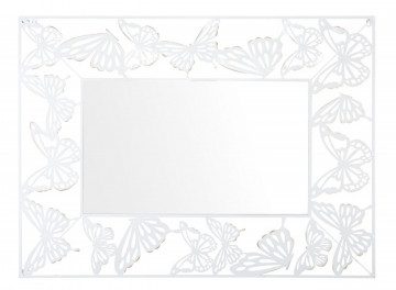 Oglinda decorativa alba cu rama din metal, 115x85x1 cm, Butterflies Mauro Ferretti - Img 1
