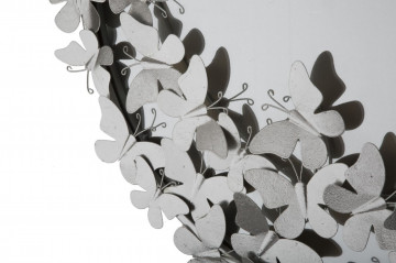 Oglinda decorativa argintie cu rama din metal, ∅ 74 cm, Butterflies Mauro Ferretti - Img 2
