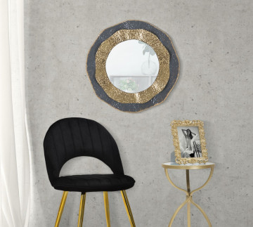 Oglinda decorativa aurie cu rama din metal, ∅ 65,5 cm, Shai Dark Mauro Ferretti - Img 5