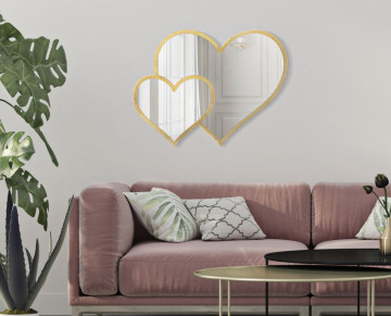 Oglinda decorativa aurie cu rama din metal, 65x50x2 cm, Glam Double Heart Mauro Ferretti - Img 5