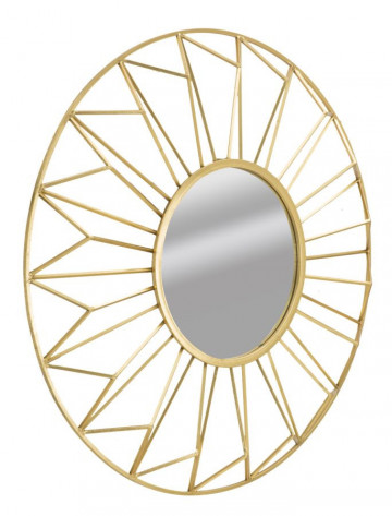 Oglinda decorativa aurie din metal si sticla, ø 107 cm, Ozih Mauro Ferreti - Img 2