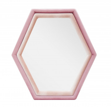 Oglindă decorativa roz din MDF si textil, 75 x 80 x 4 cm, Tony Mauro Ferreti - Img 1