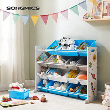 Organizator copii, 106 x 38 x 88,5 cm, metal / plastic, alb / albastru, Songmics - Img 2