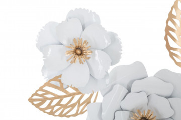Panou decorativ alb/auriu din metal, 158x9x60 cm, Flower Mauro Ferretti - Img 2