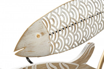 Panou decorativ maro/alb din metal si MDF, 143x5x61,6 cm, Fish Mauro Ferretti - Img 3