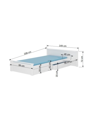 Pat adolescenti cu sertare si raft, Aldex 2, ADRK Furniture - Img 10