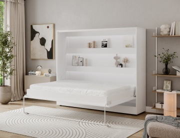 Pat rabatabil Devesto Horizontal Wall 140 alb LED, 200x140 cm – Alb - Img 9