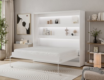 Pat rabatabil Devesto Horizontal Wall 160 alb LED, 200x160 cm – Alb - Img 9