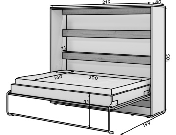Pat rabatabil Devesto Horizontal Wall 160 Artisan Eiche LED, 200x160 cm – Artisan Eiche - Img 15