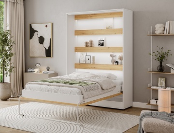 Pat rabatabil Devesto Vertical Wall 140 Artisan Eiche LED, 140x200 cm – Artisan Eiche - Img 3