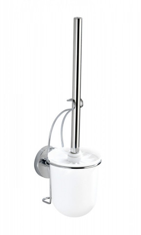 Perie de toaleta cu suport autoadeziv, Wenko, Milazzo Vacuum-Loc®, 10 x 36.5 x 12 cm, inox - Img 1