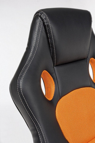 Scaun de birou ajustabil negru/portocaliu din piele ecologica si nylon, Racing Bizzotto - Img 6