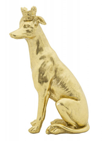 Sculptura caine auriu din polirasina, 20x12,5x33 cm, Crowned Dog Mauro Ferretti - Img 4