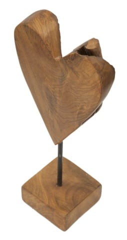 Sculptură Cuore din Teak Reciclat, 15x10x35 cm, Mauro Ferretti - Img 3