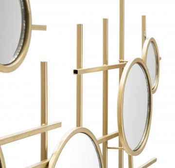 Set 10 oglinzi decorative aurii cu rama din metal, 117x61x4,5 cm, Glam Gloxy Mauro Ferretti - Img 4