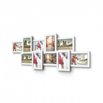 Set 10 rame foto tip colaj, 87 x 34 cm, MDF / polistiren, alb, Songmics - Img 2